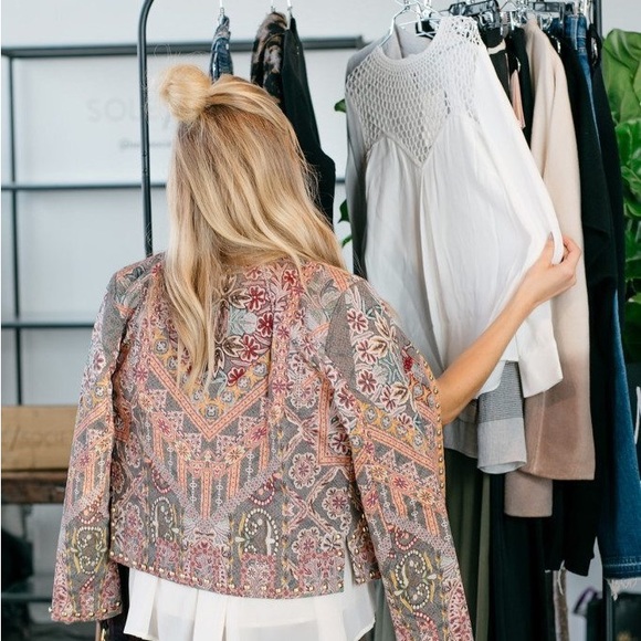 Anthropologie x Hemant & Nandita Studded Quilted Multicolor Jacket • Influencer - Picture 5 of 14